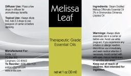 Melissa Essential Oil 30ml