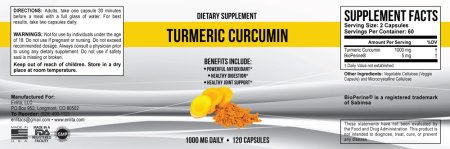 Turmeric Curcumin 1005 mg 120 caps, 60 Servings, 2 caps/serving